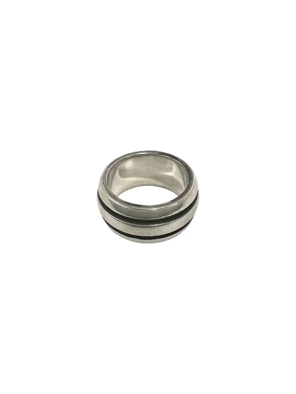 Tiffany & Co Vintage Grooved Double Line Ring 925 Sterling Silver Accessory